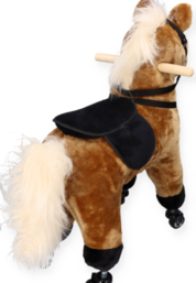 Brown horse on wheels