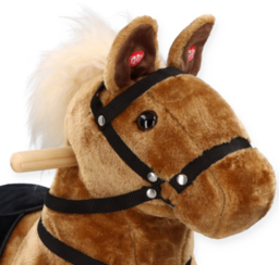 Brown horse on wheels