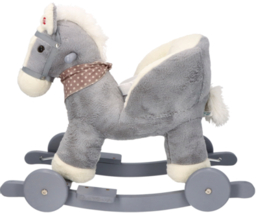 Rocking grey horse with chair and wheels