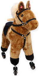 Brown horse on wheels