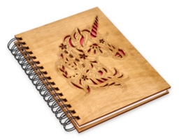 Sketchbook with wooden cover - Unicorn