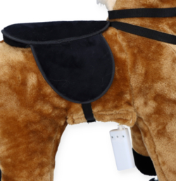 Brown horse on wheels