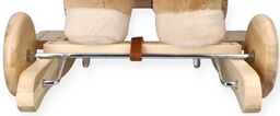 Rocking beige pegasus with chair and wheels