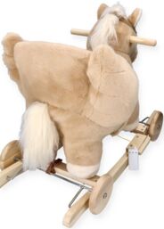 Rocking beige pegasus with chair and wheels