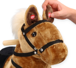 Brown horse on wheels