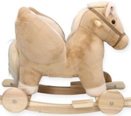Rocking beige pegasus with chair and wheels