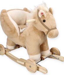 Rocking beige pegasus with chair and wheels