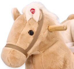 Rocking beige pegasus with chair and wheels