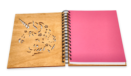Sketchbook with wooden cover - Unicorn