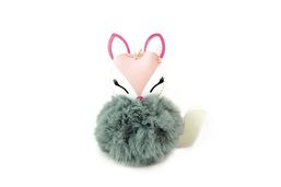 Pompom grey fox keyring