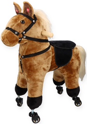 Brown horse on wheels