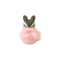 Pompom pink fox keyring