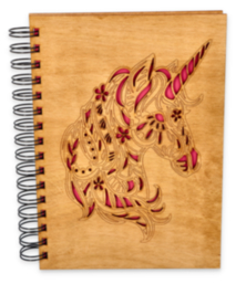 Sketchbook with wooden cover - Unicorn