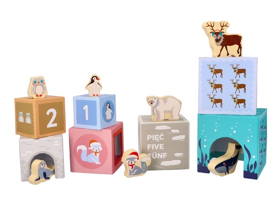 Polar animals stacking cubes