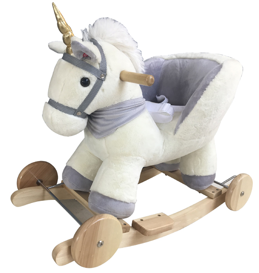 Rocking unicorn with chair and wheels