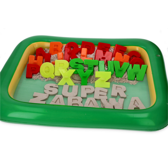 Natur Sand 3 kg with molds letters and numbers and sandpit